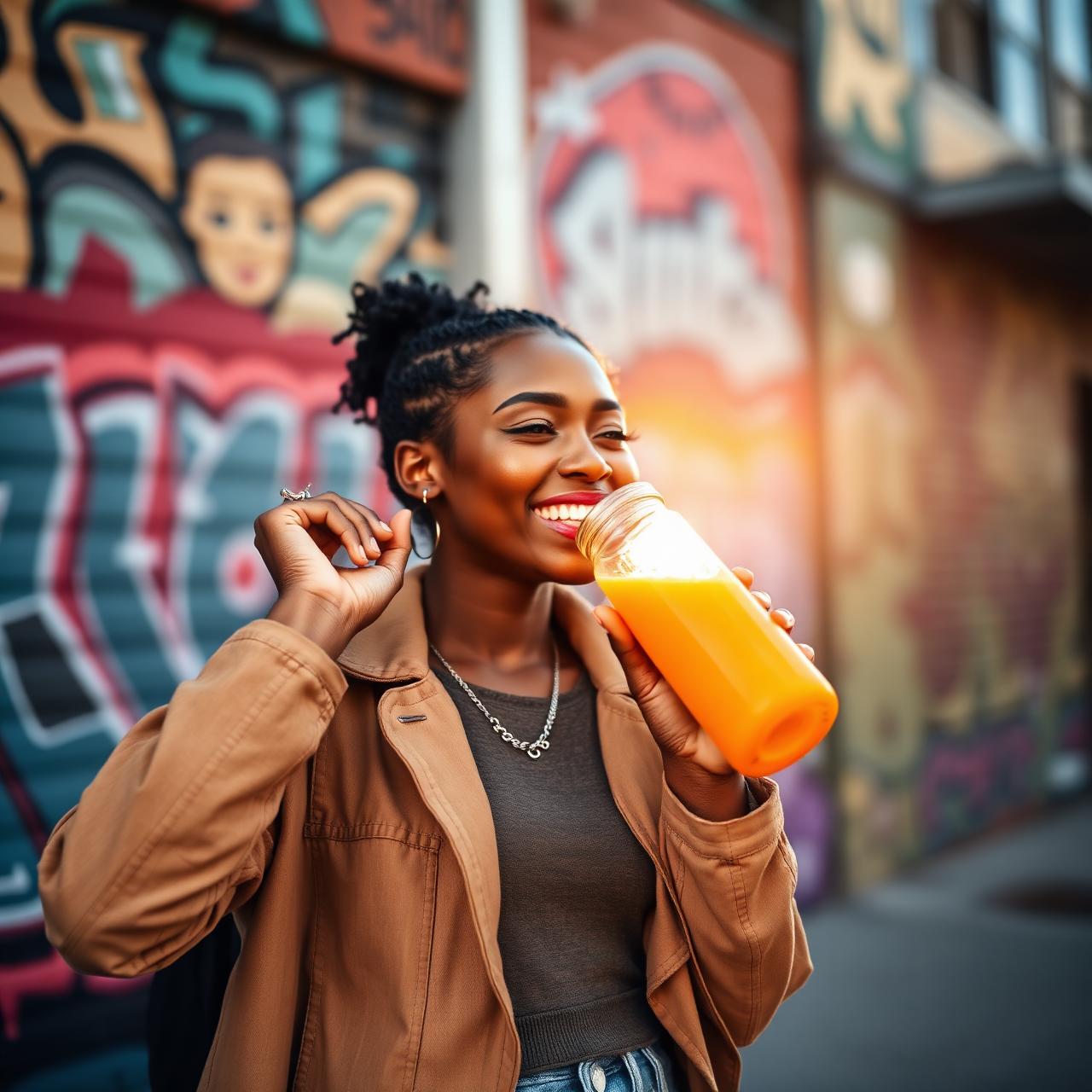 A customer enjoying a bottle of cold-pressed Trap Juice